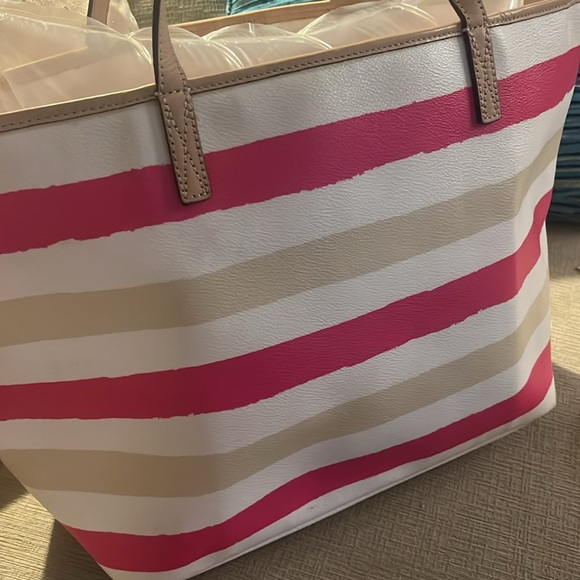 Kate Spade Bondi Road Harmony,Pink and Cream striped tote bag - Picture 3 of 6